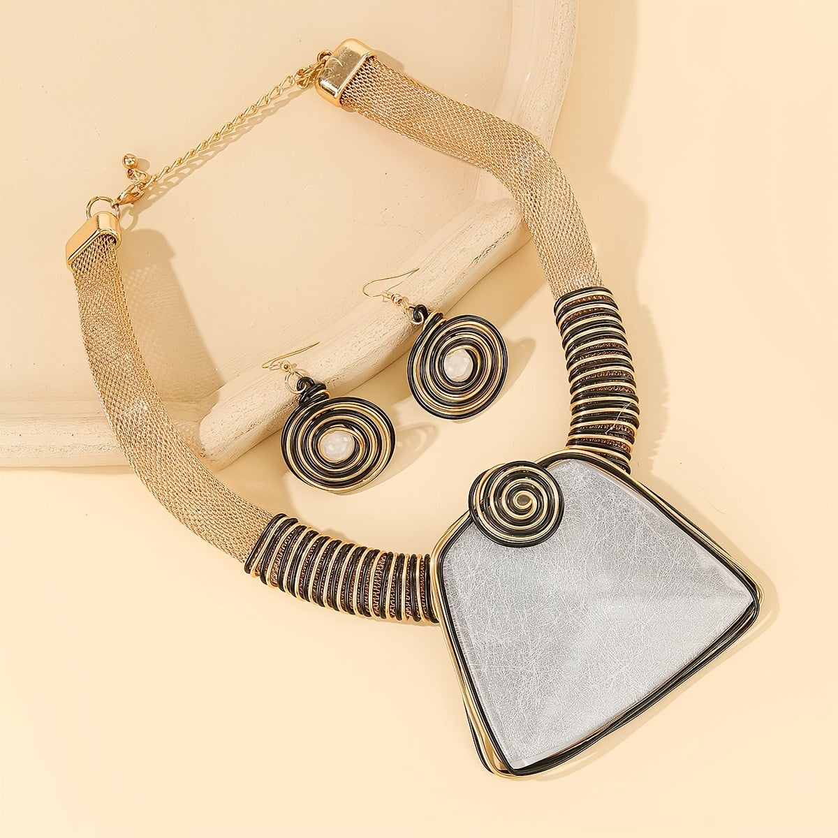 Boho Geometric Acrylic Statement Necklace