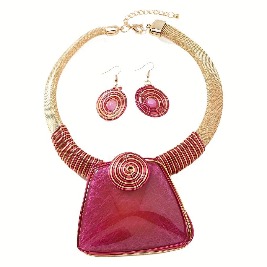 Boho Geometric Acrylic Statement Necklace