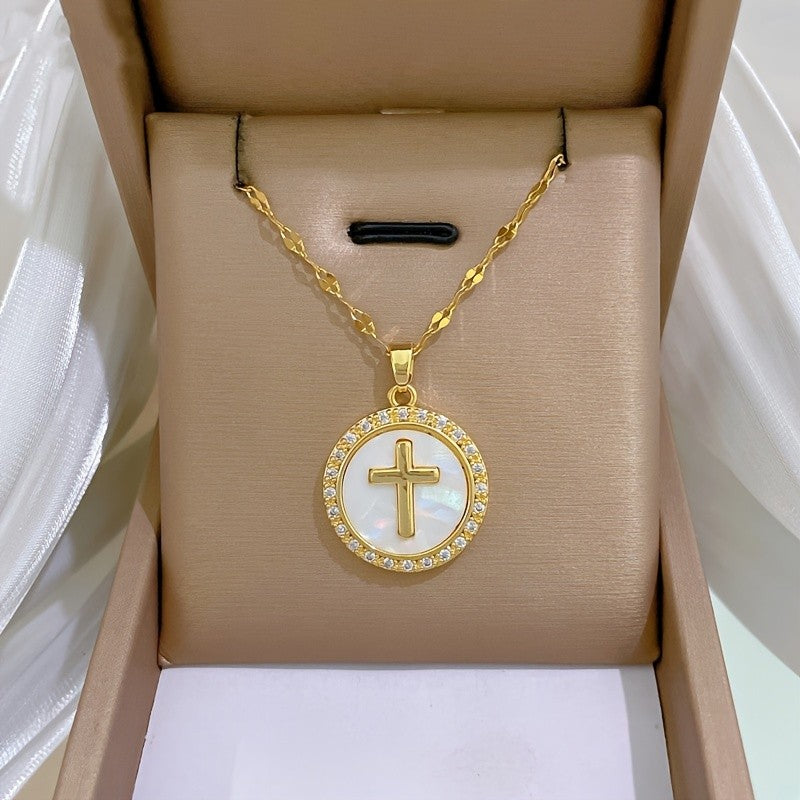 Classy Iridescent Cross Necklace