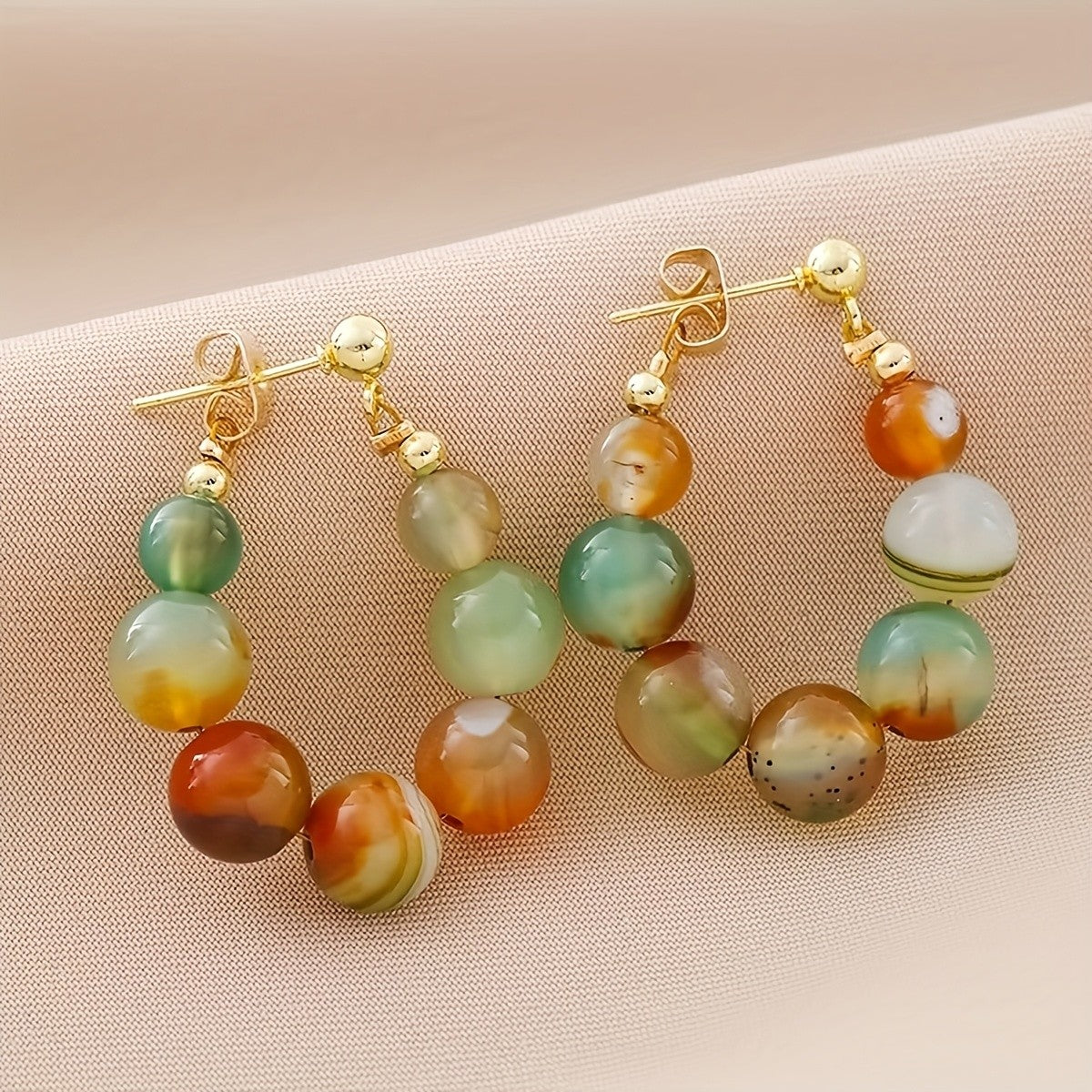 Boho Multicolor Agate Bead Earrings