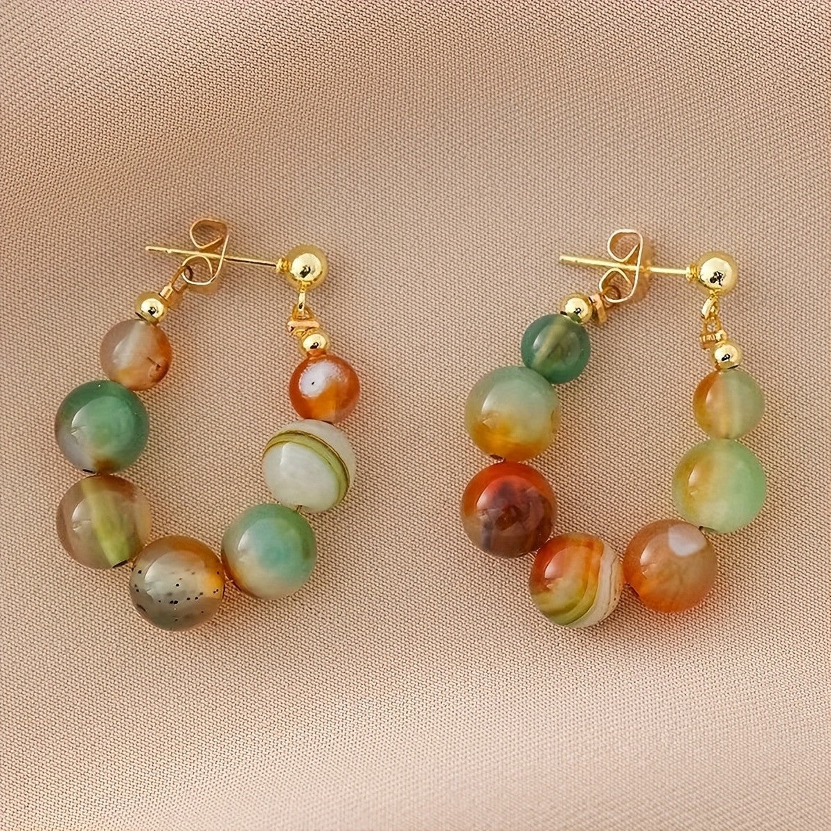 Boho Multicolor Agate Bead Earrings