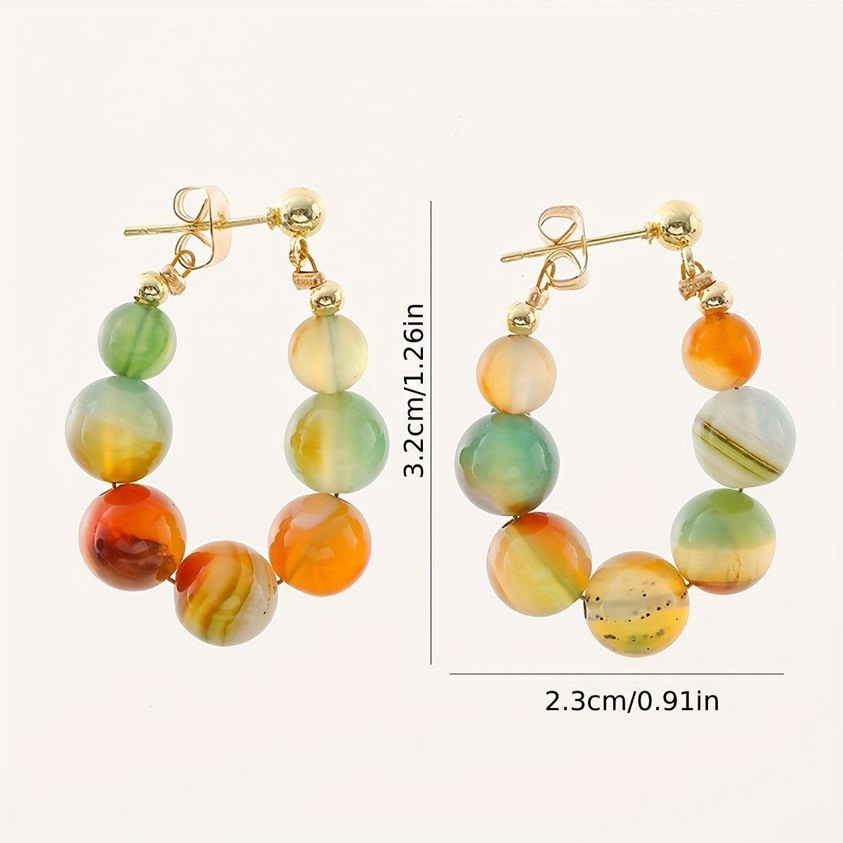 Boho Multicolor Agate Bead Earrings
