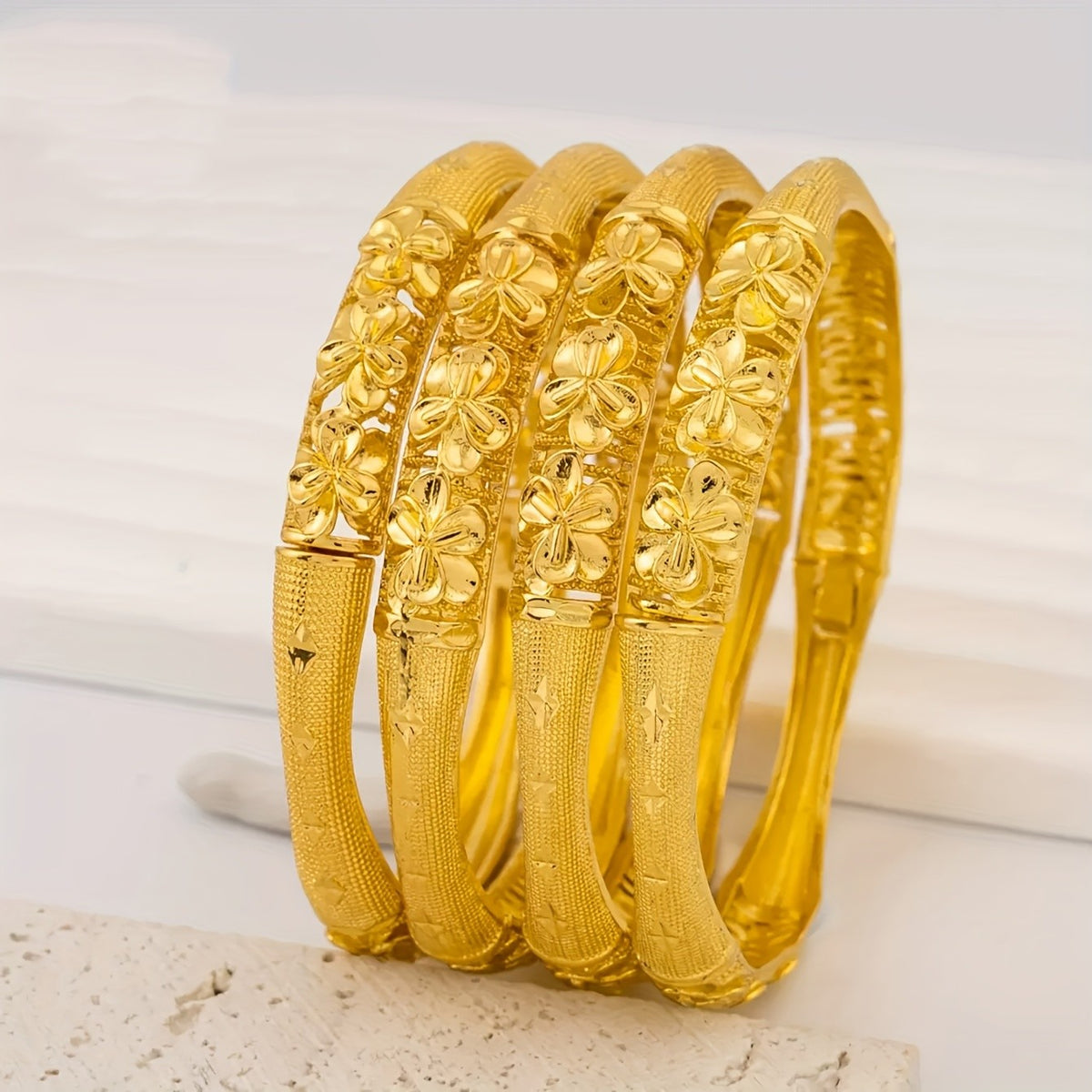 Boho Floral Open Cuff Bracelet