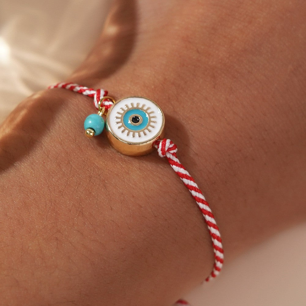 Dainty Braided Evil Eye Bracelet