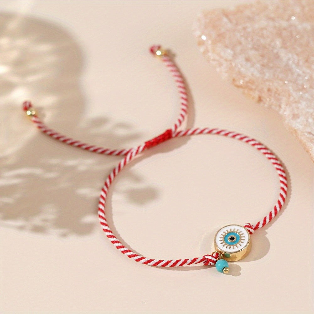 Dainty Braided Evil Eye Bracelet