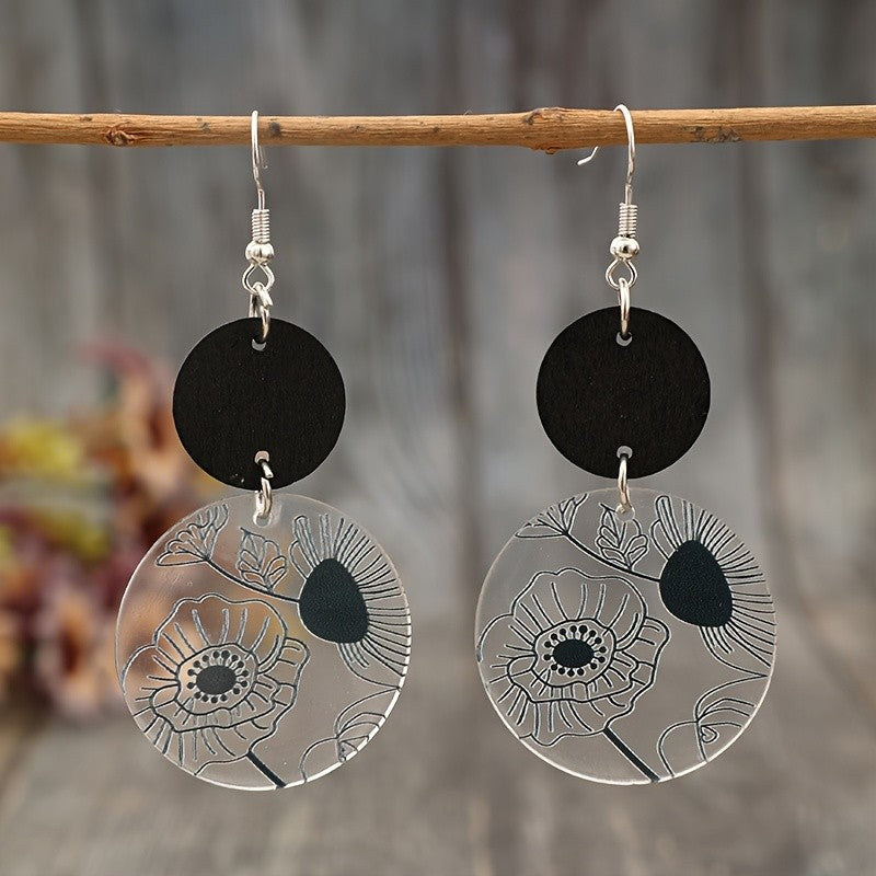 Vintage Floral Acrylic Drop Earrings
