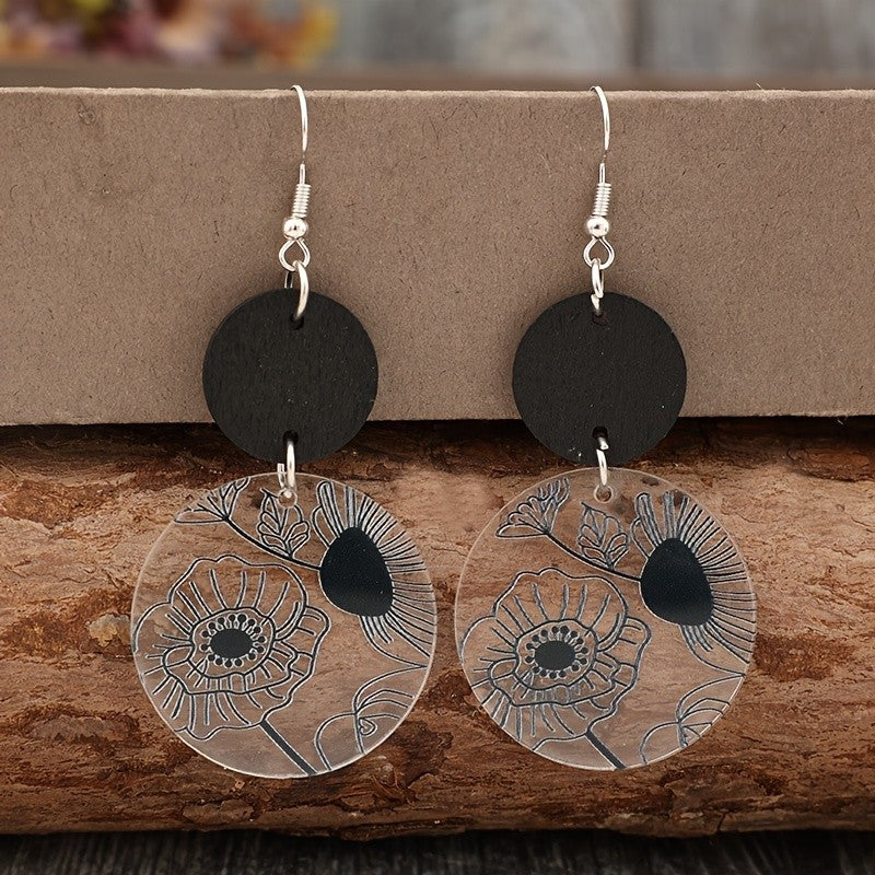 Vintage Floral Acrylic Drop Earrings