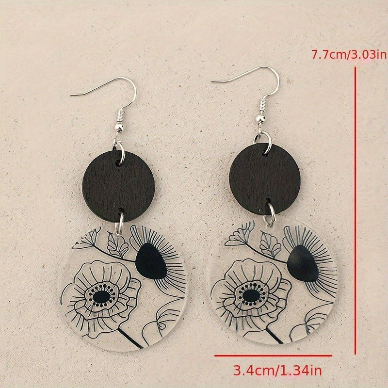 Vintage Floral Acrylic Drop Earrings