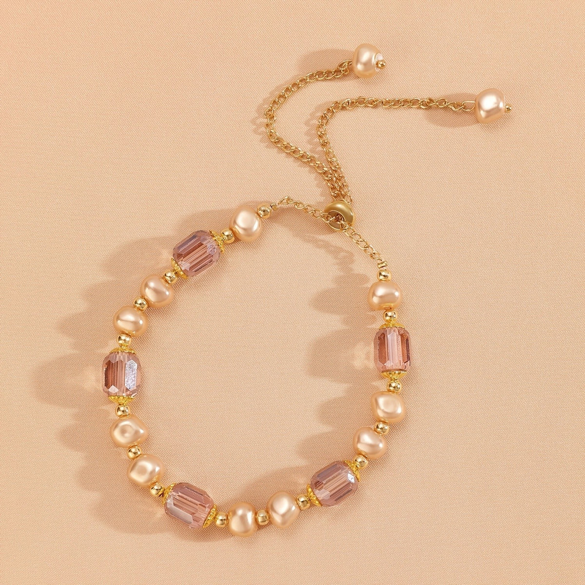 Elegant Purple Crystal Pearl Bracelet