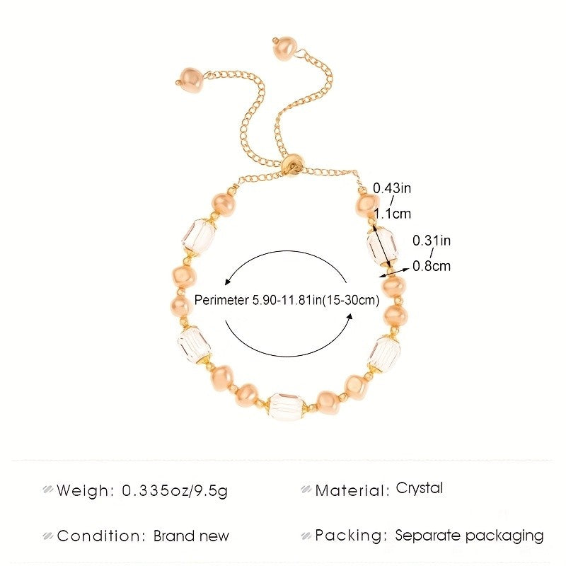 Elegant Purple Crystal Pearl Bracelet