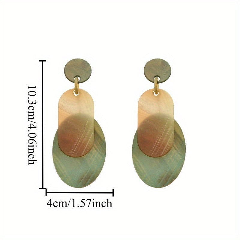 Elegant Marbled Acrylic Layered Drop Earrings