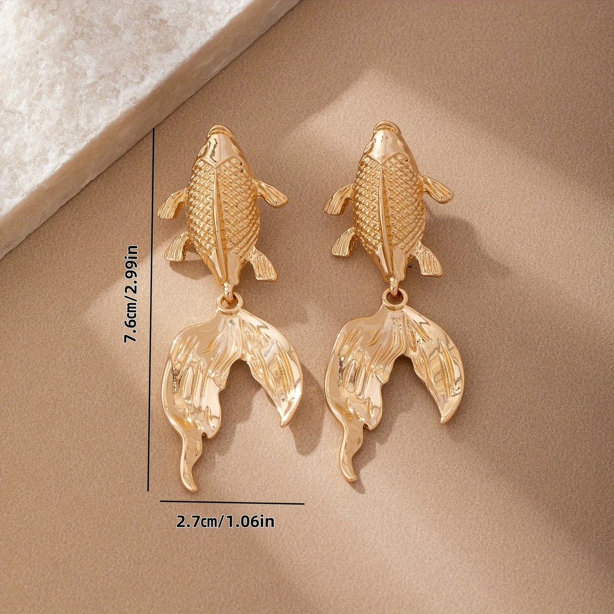 14k Boho Fish Drop Earrings