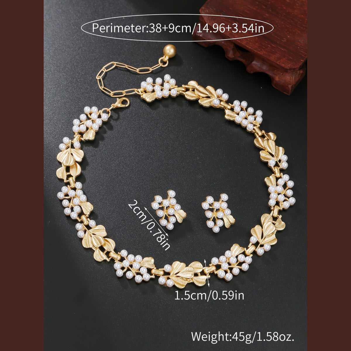 Classy Floral Faux Pearl Necklace & Earring Set