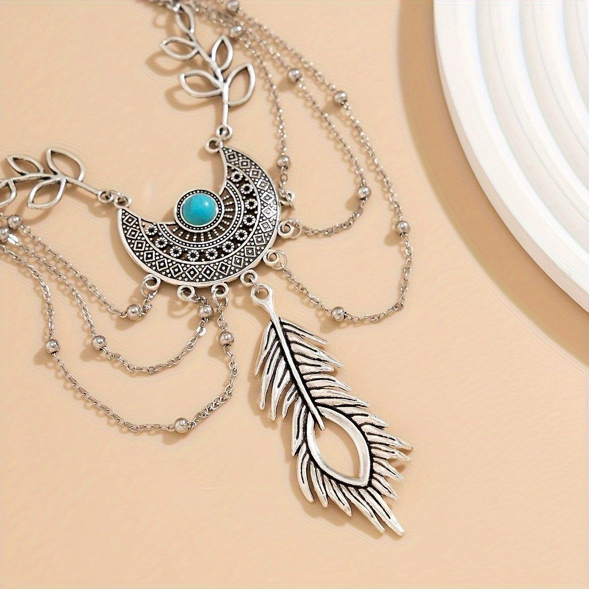Boho Turquoise Feather Arm Cuff