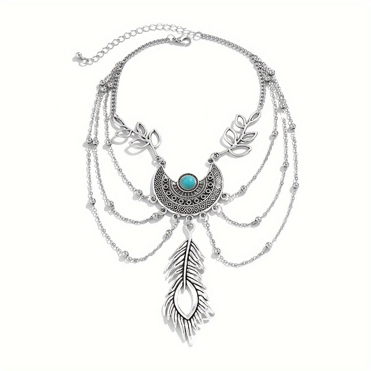 Boho Turquoise Feather Arm Cuff