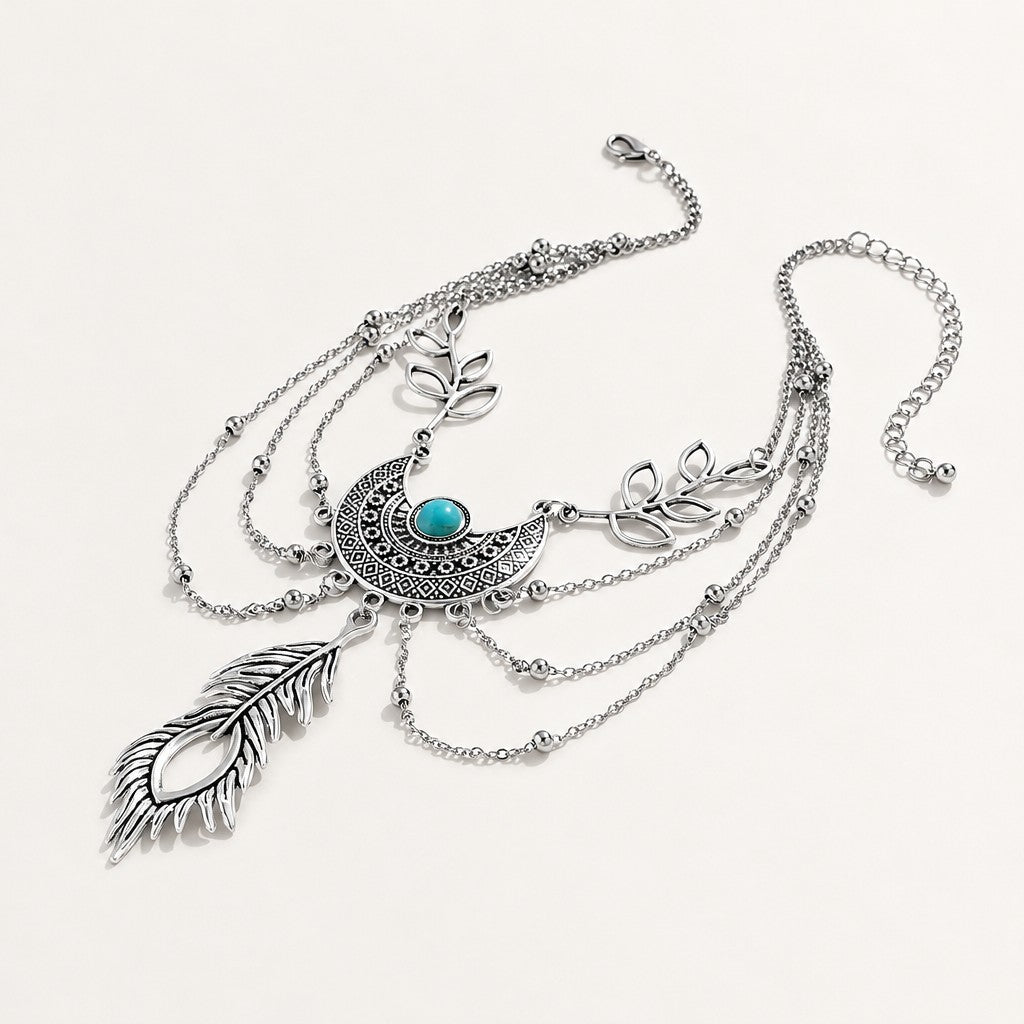 Boho Turquoise Feather Arm Cuff
