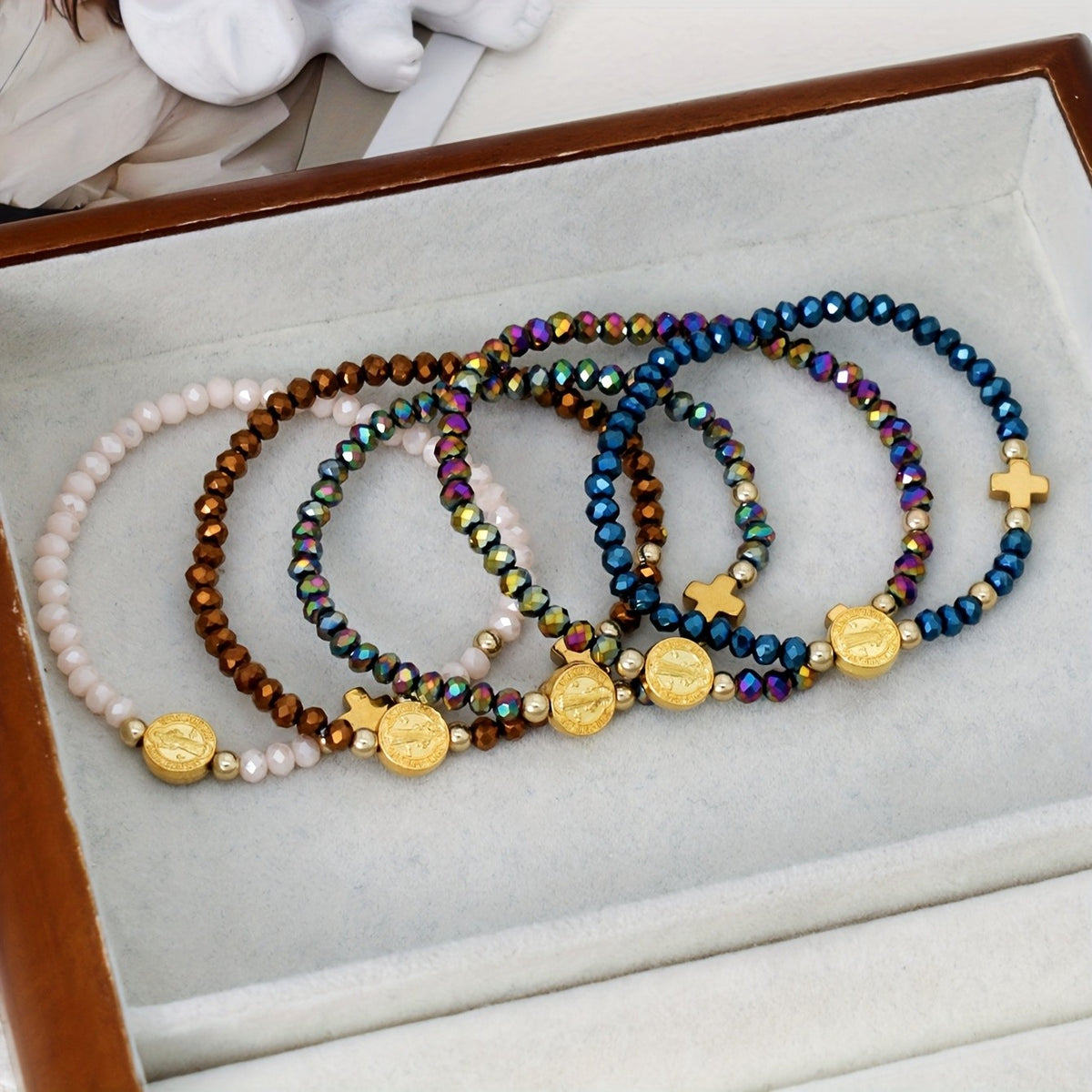5pc Boho Virgin Mary Beaded Bracelet Set