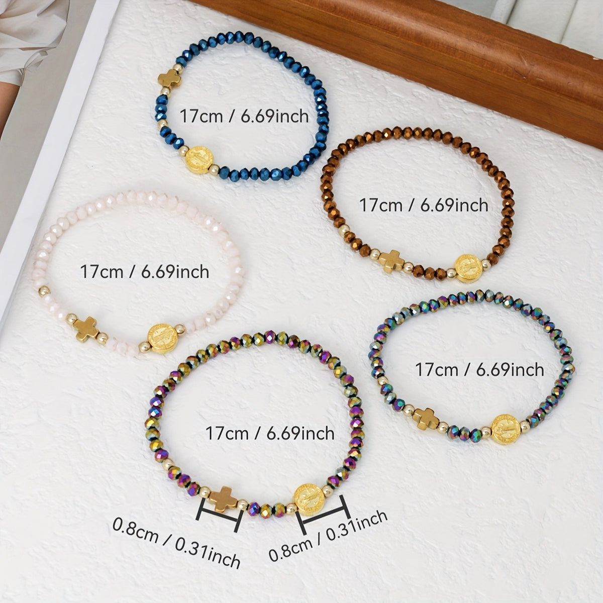 5pc Boho Virgin Mary Beaded Bracelet Set