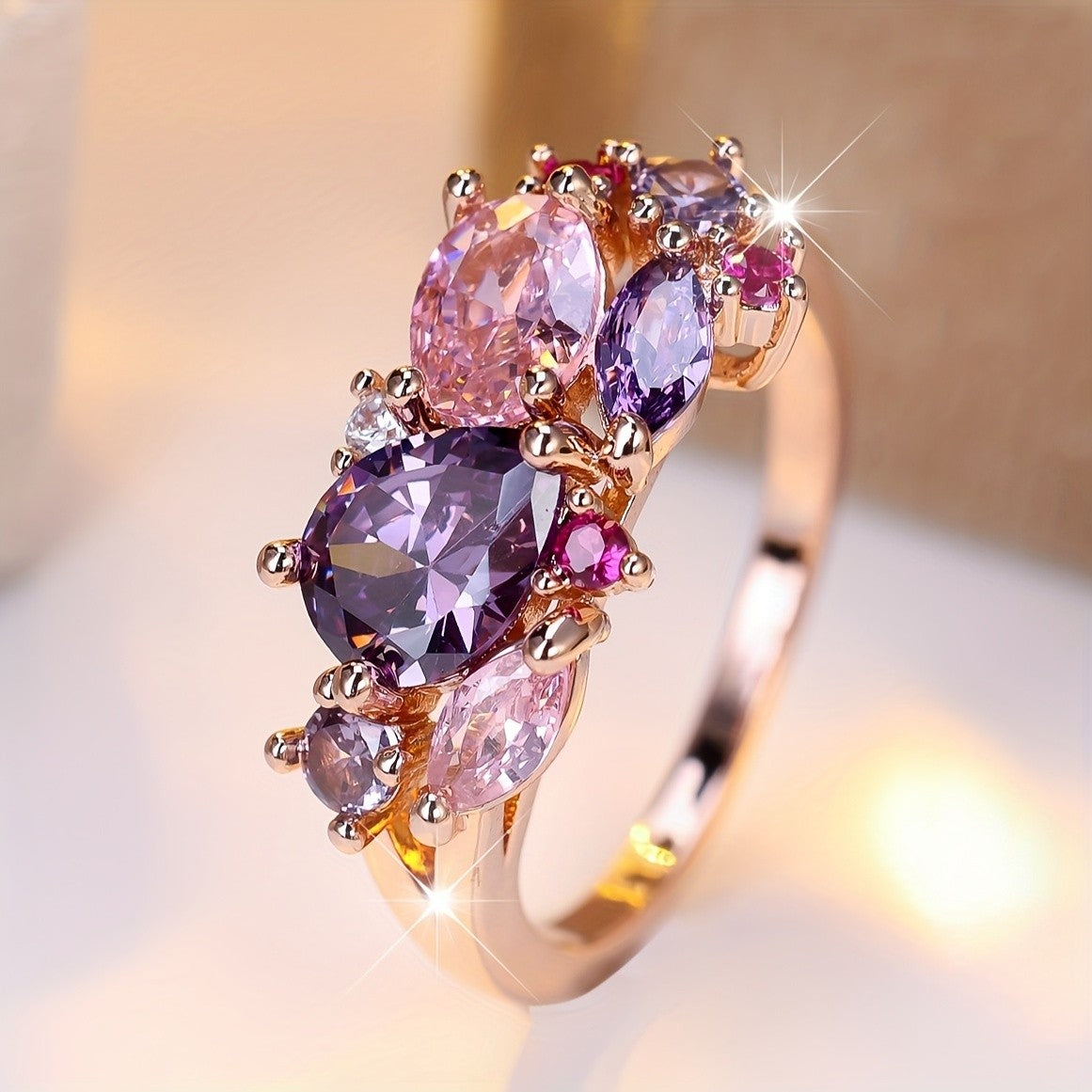 14k Boho Floral Cluster Ring