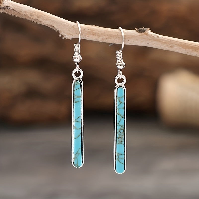 Elegant Turquoise Bar Dangle Earrings