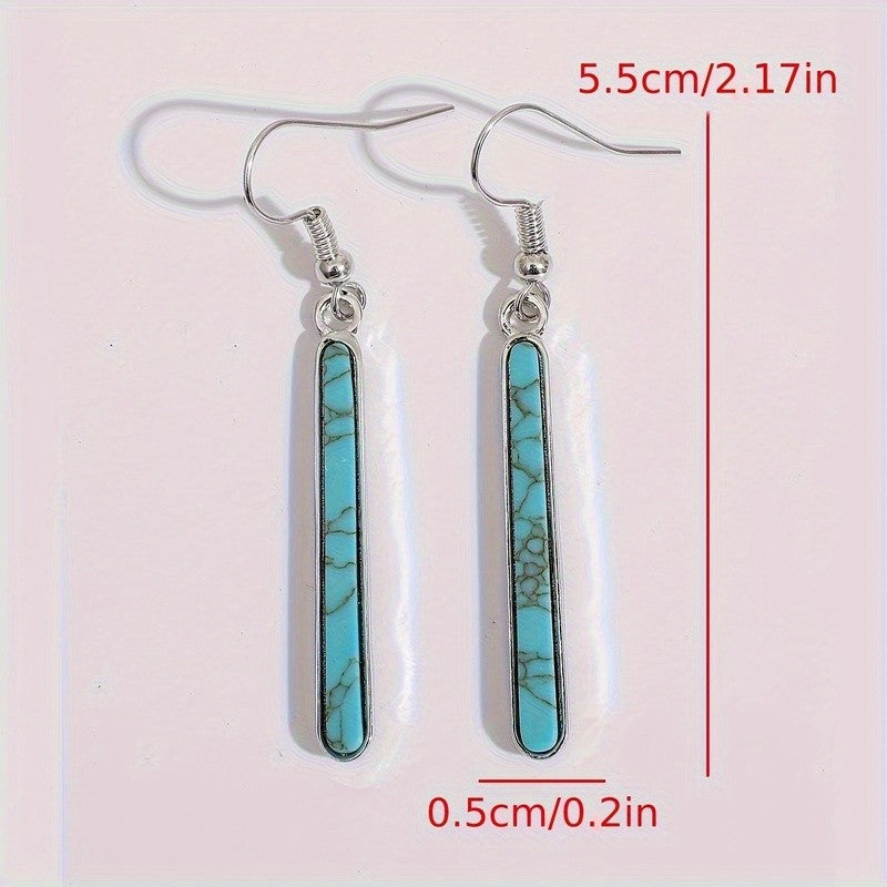 Elegant Turquoise Bar Dangle Earrings