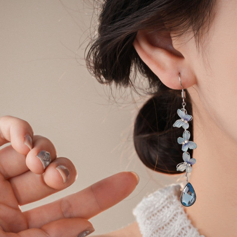 Elegant Blue Butterfly Teardrop Earrings