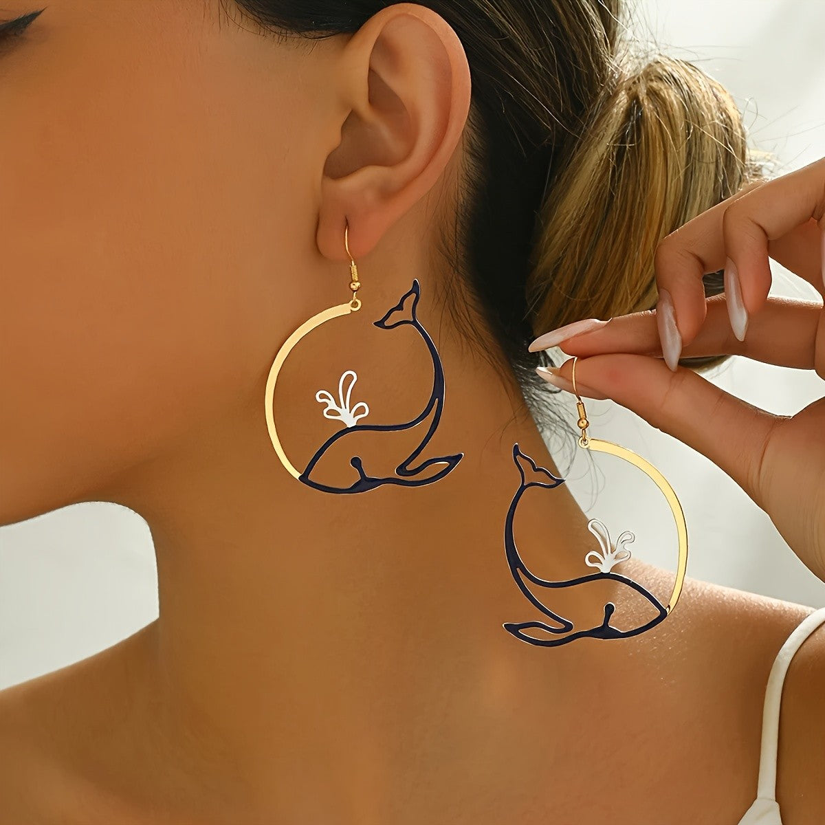 Dainty Whale Hoop Earrings