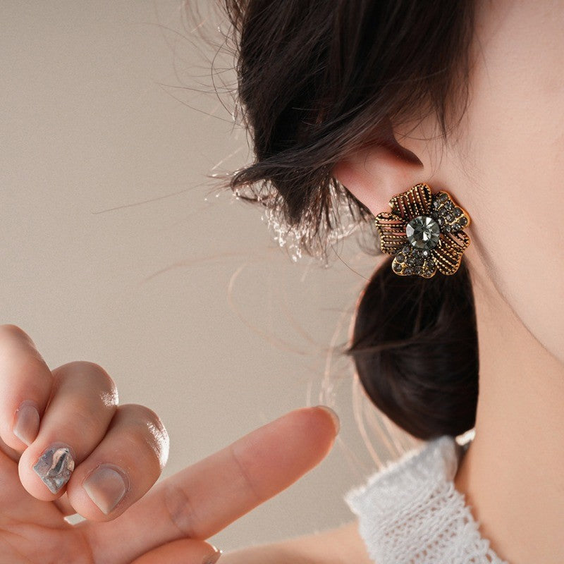 Vintage Inspired Textured Floral Stud Earrings