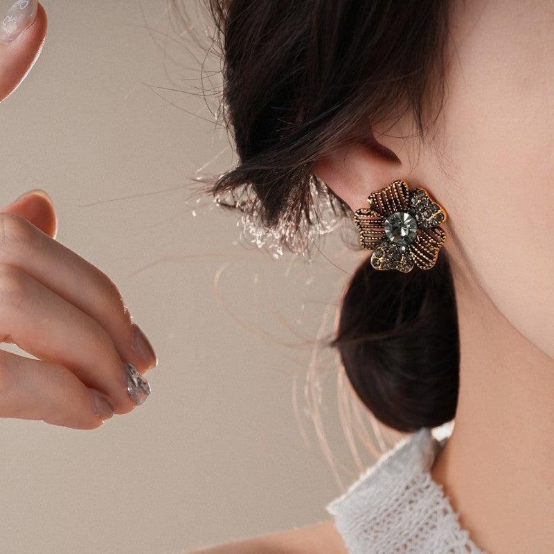 Vintage Inspired Textured Floral Stud Earrings