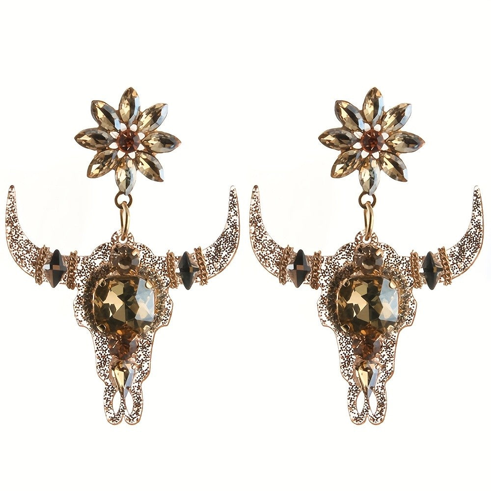 Gothic Western Bull Head Earrings
