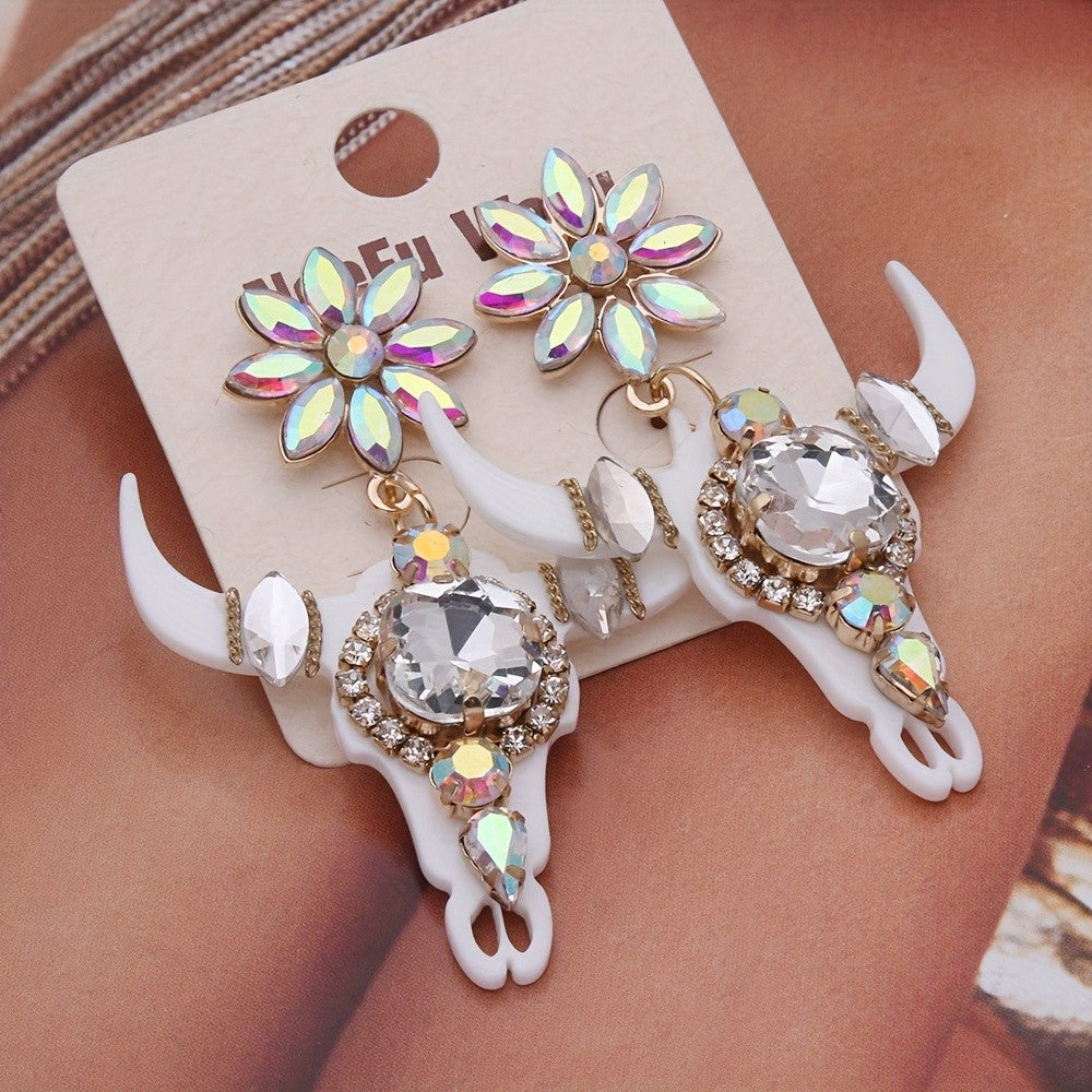 Gothic Western Bull Head Earrings
