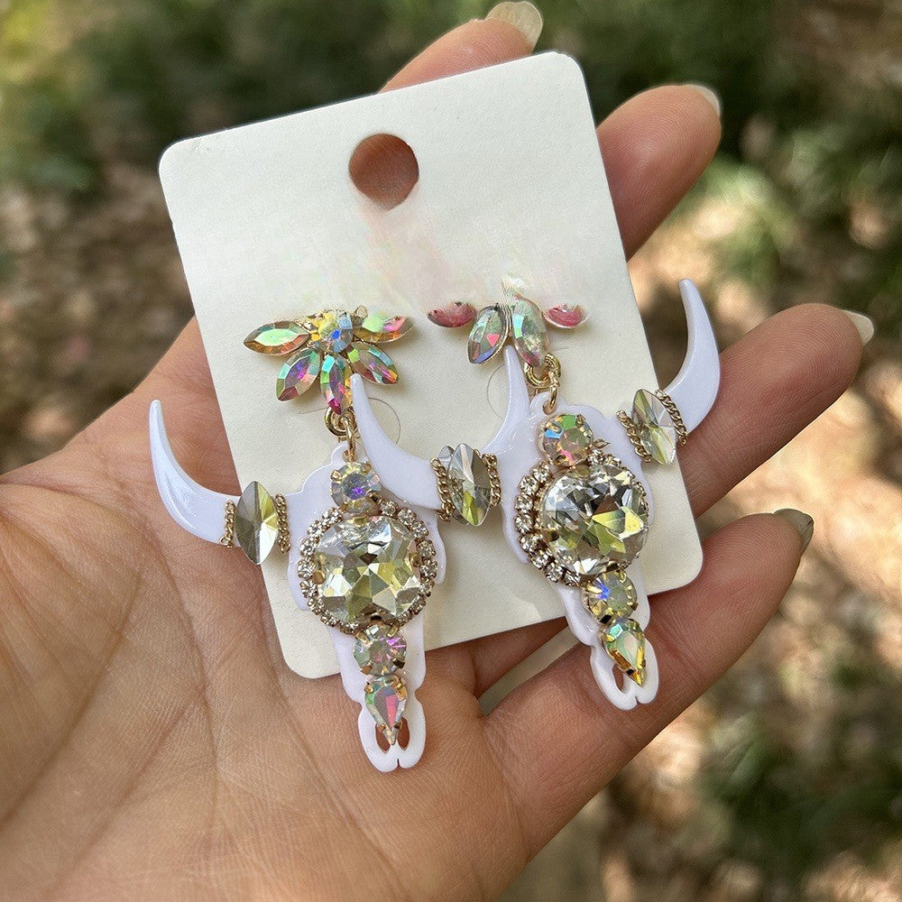 Gothic Western Bull Head Earrings