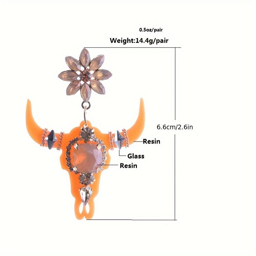 Gothic Western Bull Head Earrings