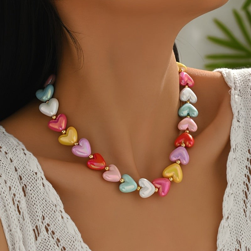 Cute Candy Heart Resin Necklace