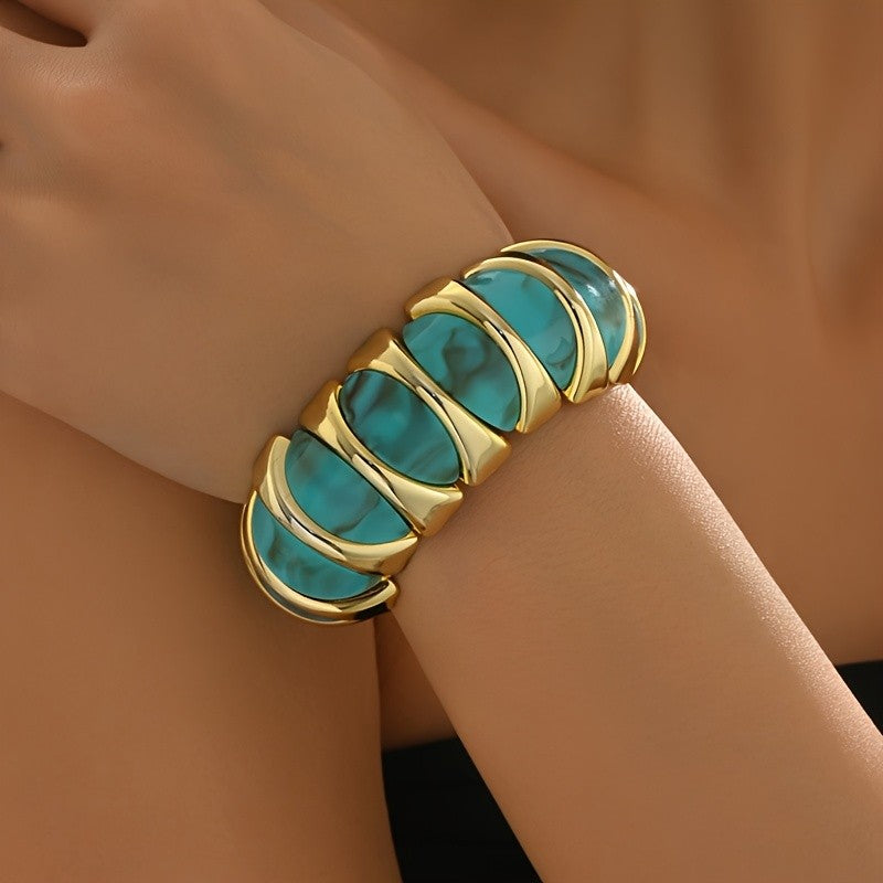 Vintage Teal Resin Cuff Bracelet