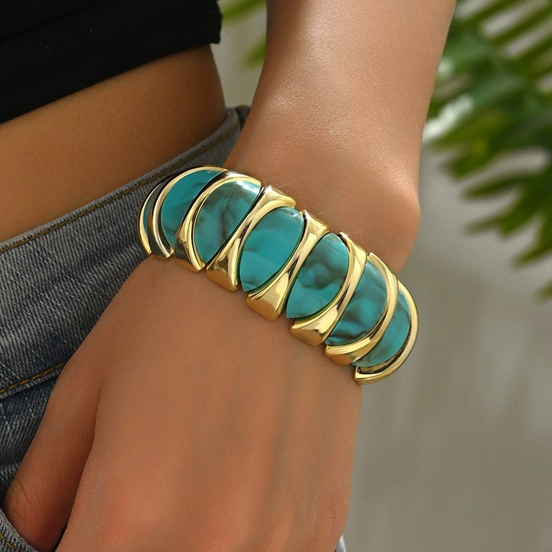 Vintage Teal Resin Cuff Bracelet