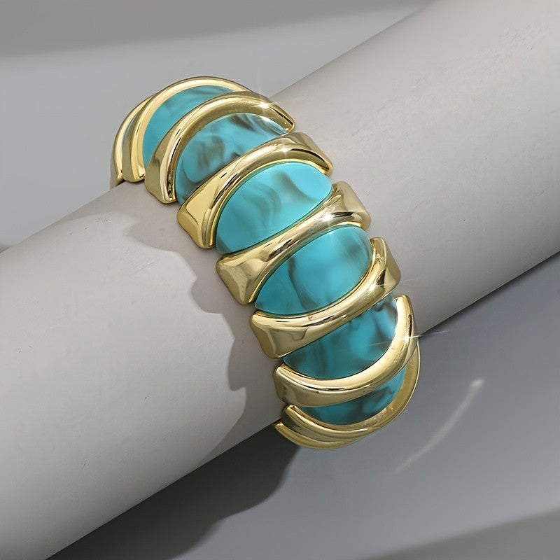 Vintage Teal Resin Cuff Bracelet