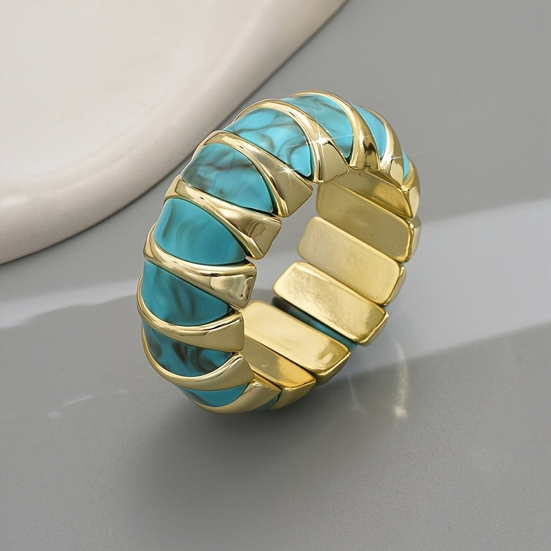 Vintage Teal Resin Cuff Bracelet