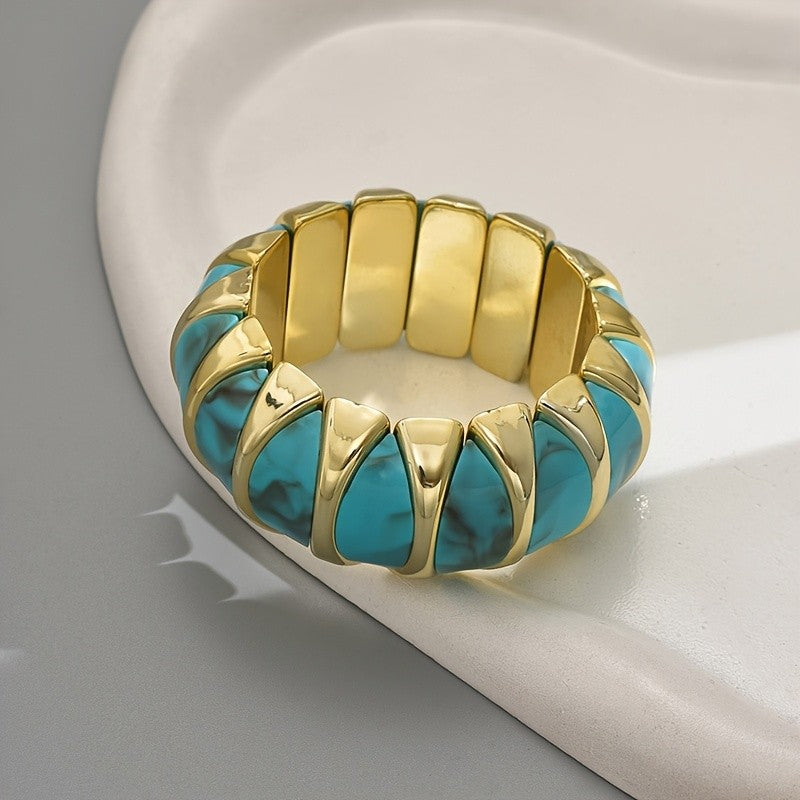 Vintage Teal Resin Cuff Bracelet