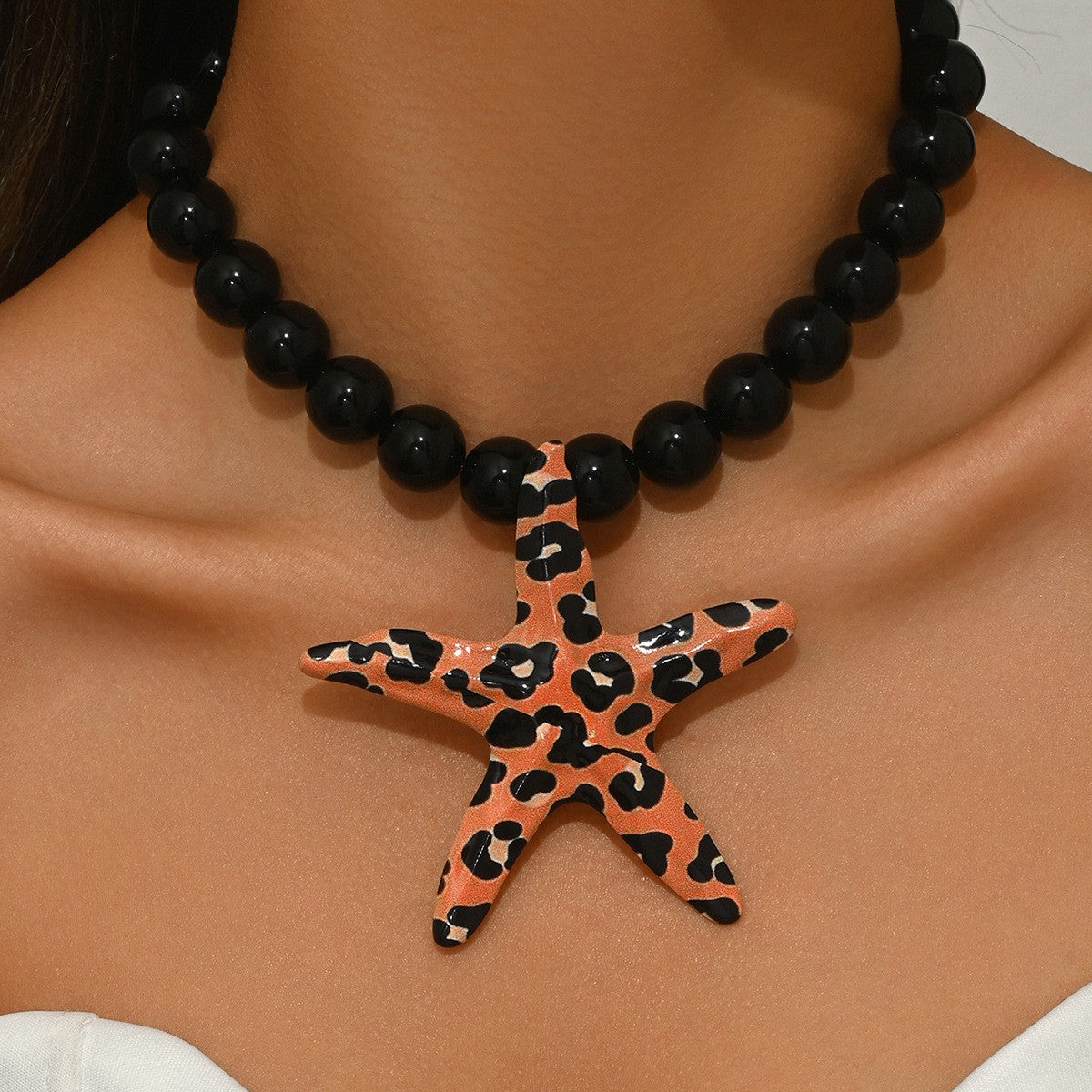 Boho Leopard Starfish Bead Necklace