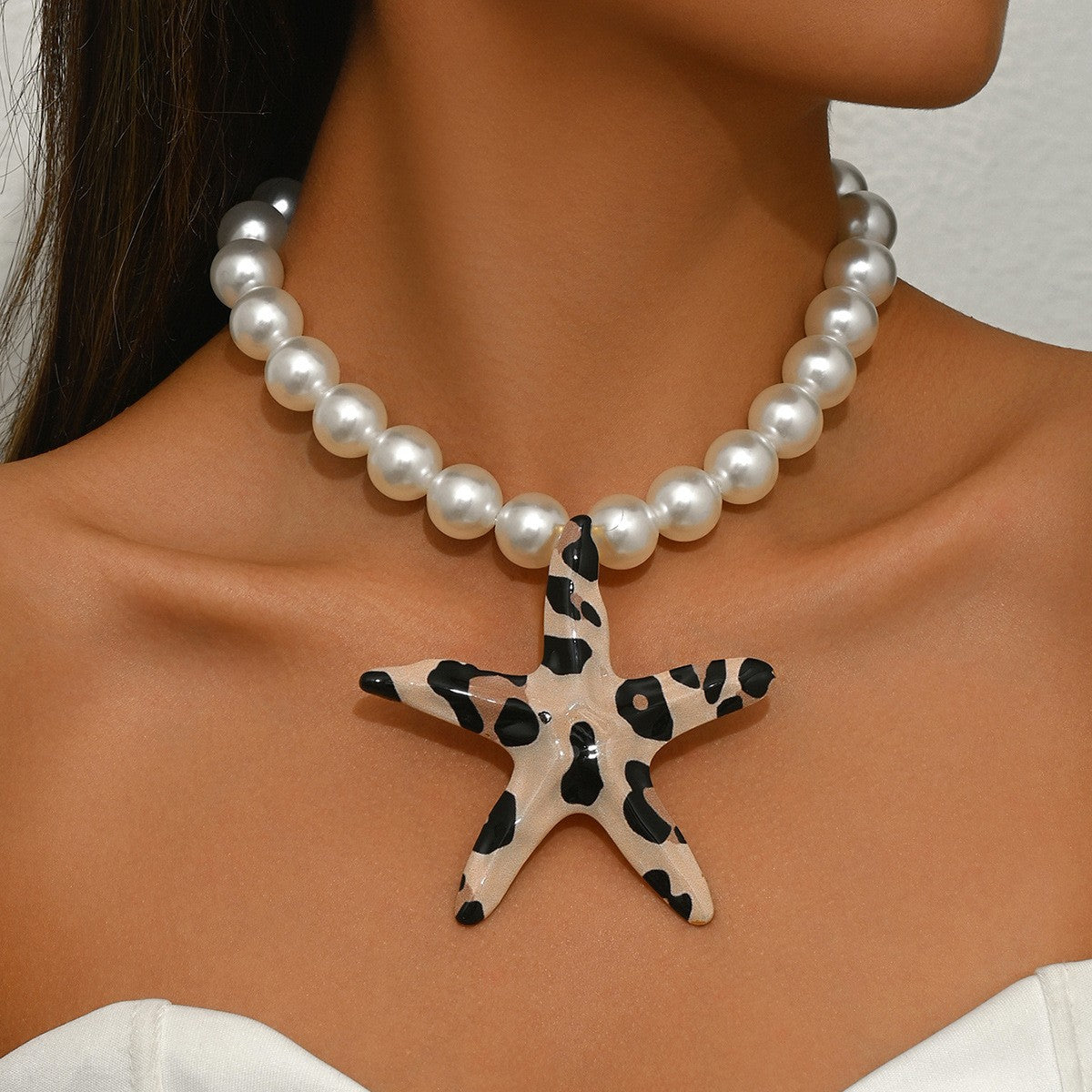 Boho Leopard Starfish Bead Necklace