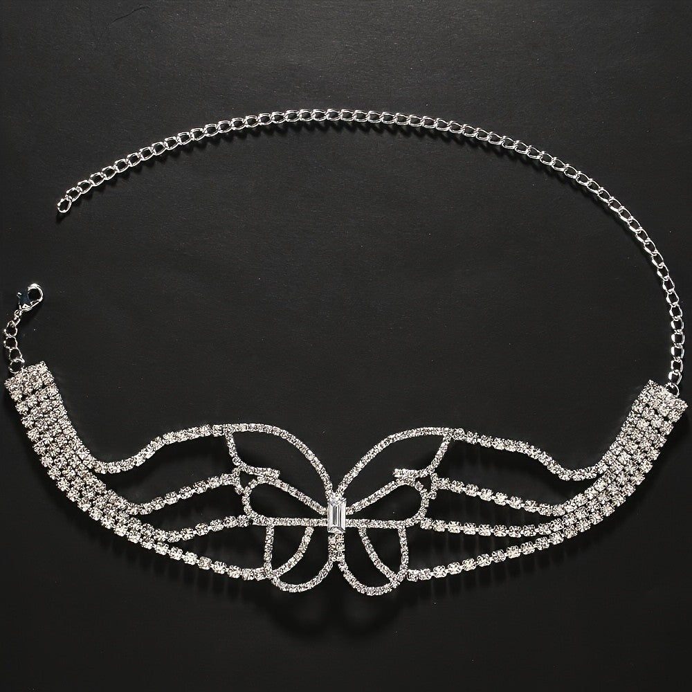 Classy Rhinestone Butterfly Wing Choker Necklace