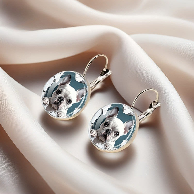 Classy French Bulldog Drop Earrings