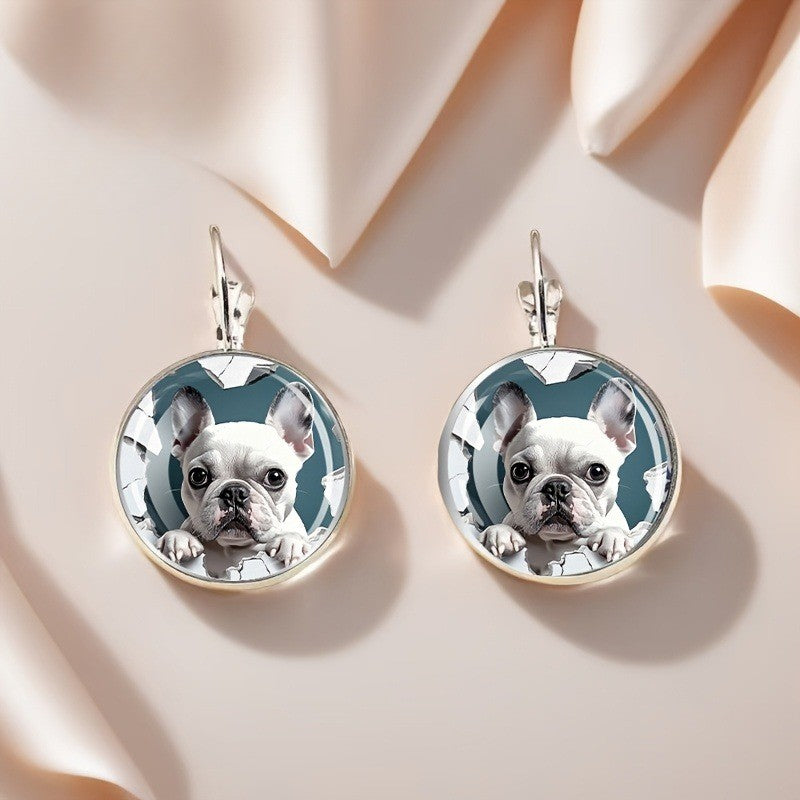 Classy French Bulldog Drop Earrings