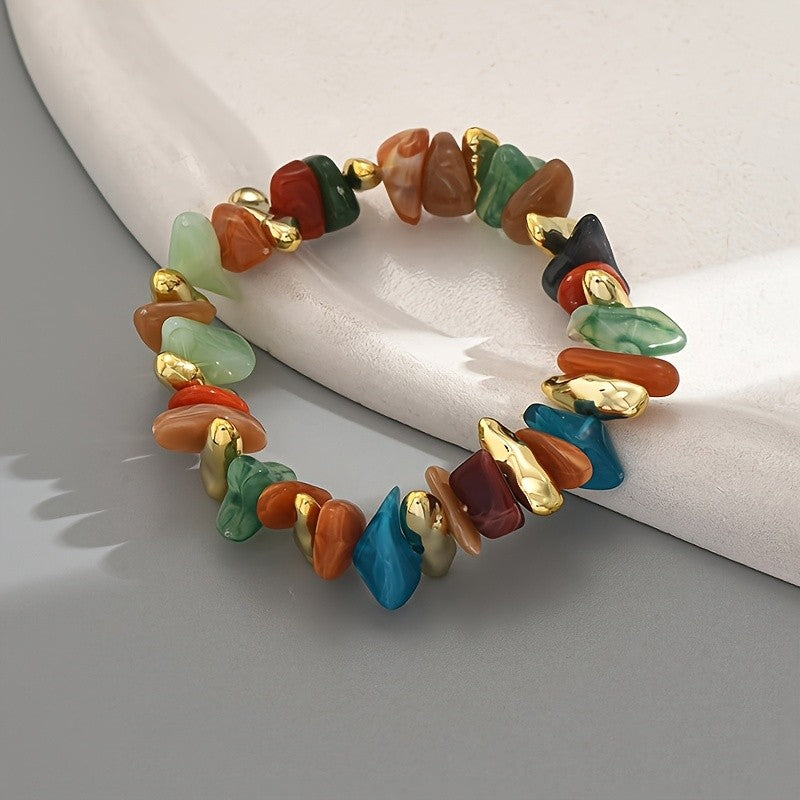 Boho Multi-Color Irregular Resin Bracelet