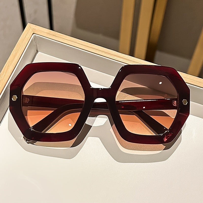 Classy Burgundy Octagon Sunglasses