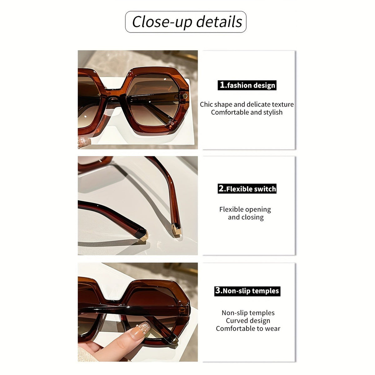 Classy Burgundy Octagon Sunglasses