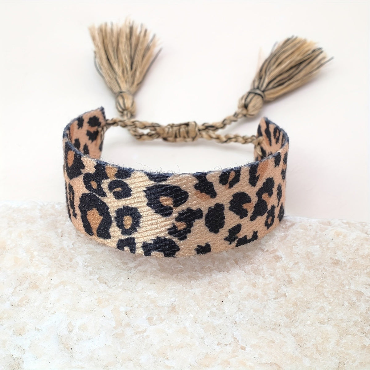 Boho Leopard Print Tassel Bracelet