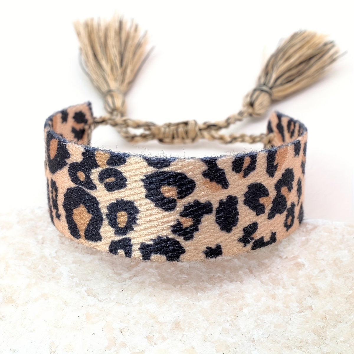 Boho Leopard Print Tassel Bracelet