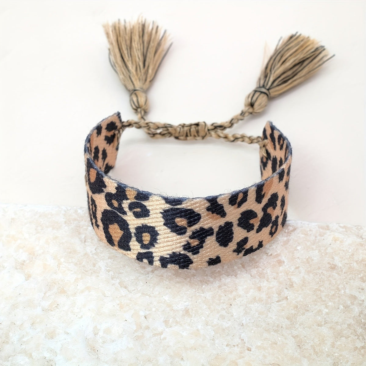 Boho Leopard Print Tassel Bracelet